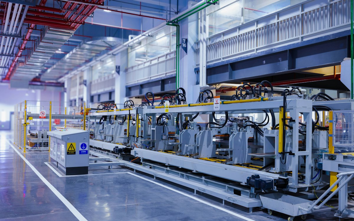 Automated production machinery on a factory floor