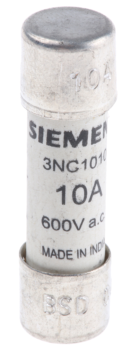 Siemens 10A Cartridge Fuse, 10 x 38mm | 3NC1010