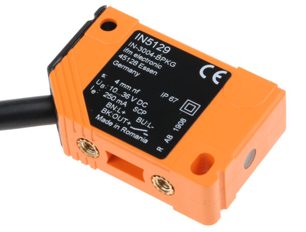 ifm electronic Inductive Block Proximity Sensor, 4 mm Detection, PNP NO, 10 → 36 V dc