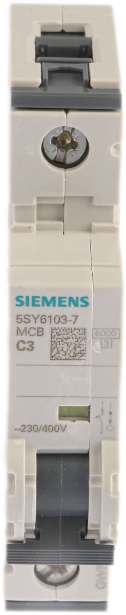 Siemens Sentron 5SY6 MCB, 1P, 3A Curve C, 230V AC, 72V DC, 6 kA Breaking Capacity | 5SY6103-7
