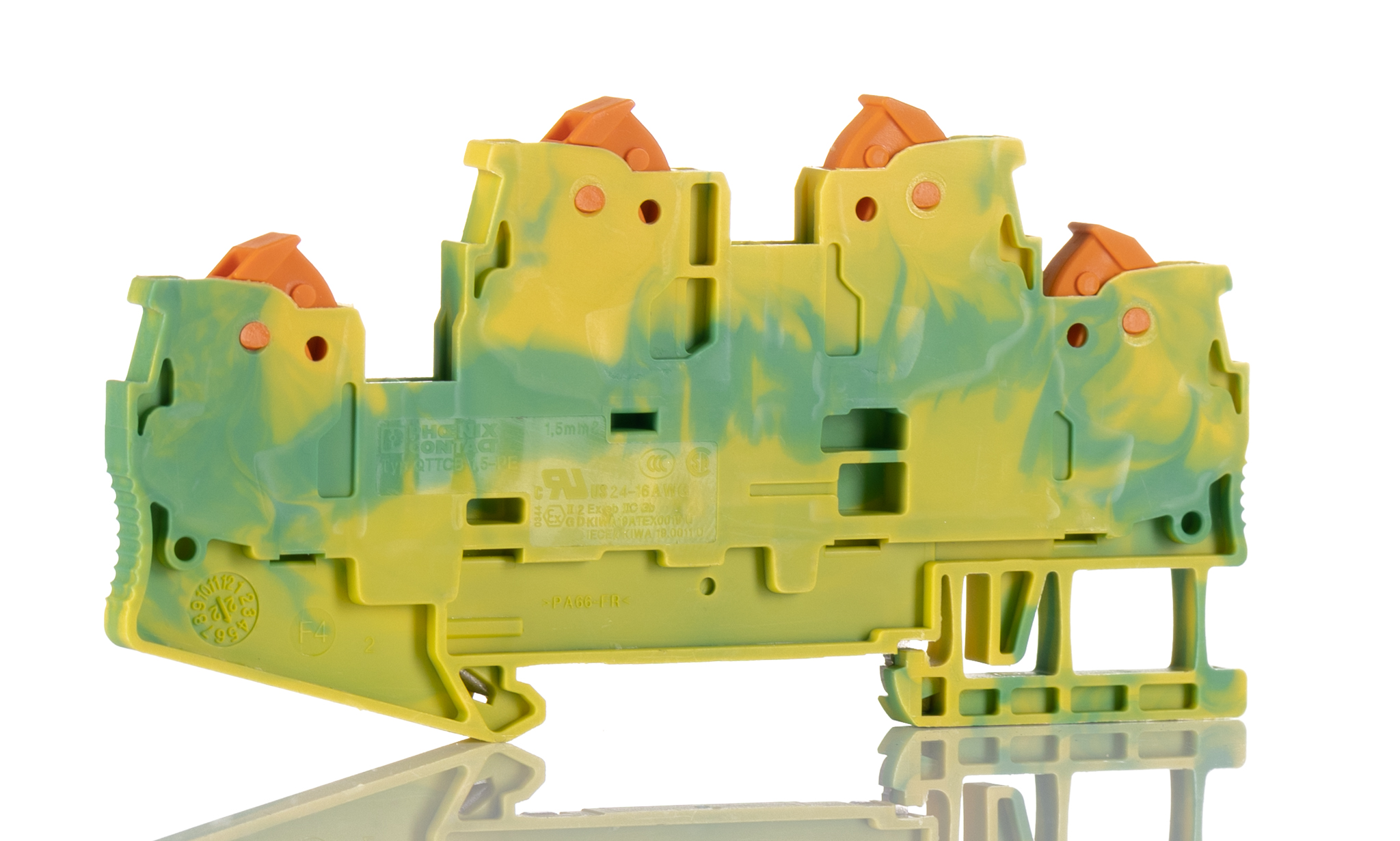 Phoenix Contact 3205132 QTTCB 1.5-PE Series Green/Yellow, 0.25 → 1.5mm², Double-Level, Quick Connect Termination | 3205132
