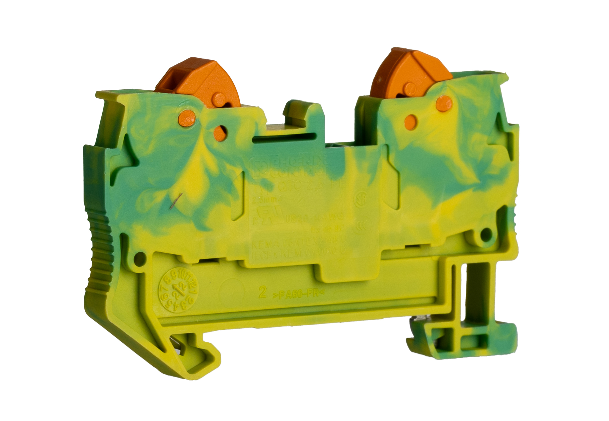 Phoenix Contact 3206432 QTC 2.5-PE Series Green/Yellow, 0.5 → 2.5mm², Single-Level, Quick Connect Termination | 3206432