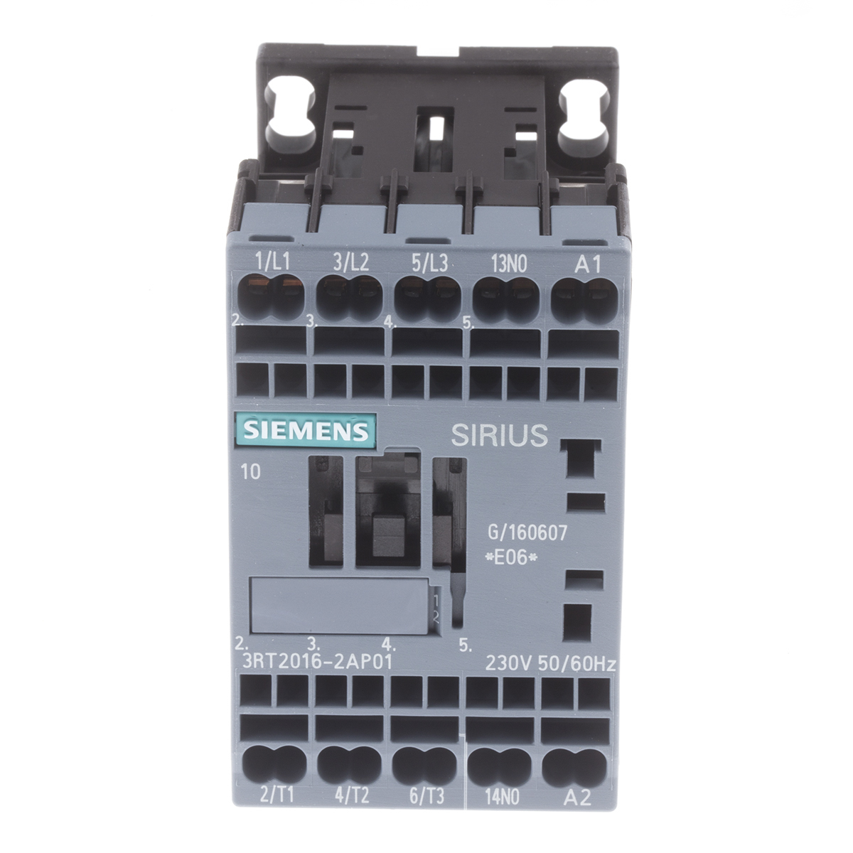 Siemens SIRIUS 3RT 3RT2 Contactor, 230 V ac Coil, 3-Pole, 9 A, 4 kW, 3NO, 400 V ac | 3RT2016-2AP01