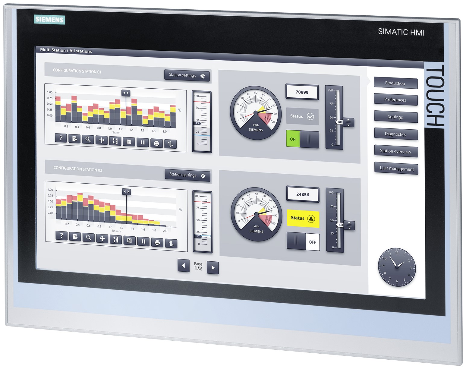 Siemens SIMATIC Series TP1900 Comfort HMI Panel - 18.5 in, TFT Display, 1366 x 768 | 6AV2124-0UC02-0AX1