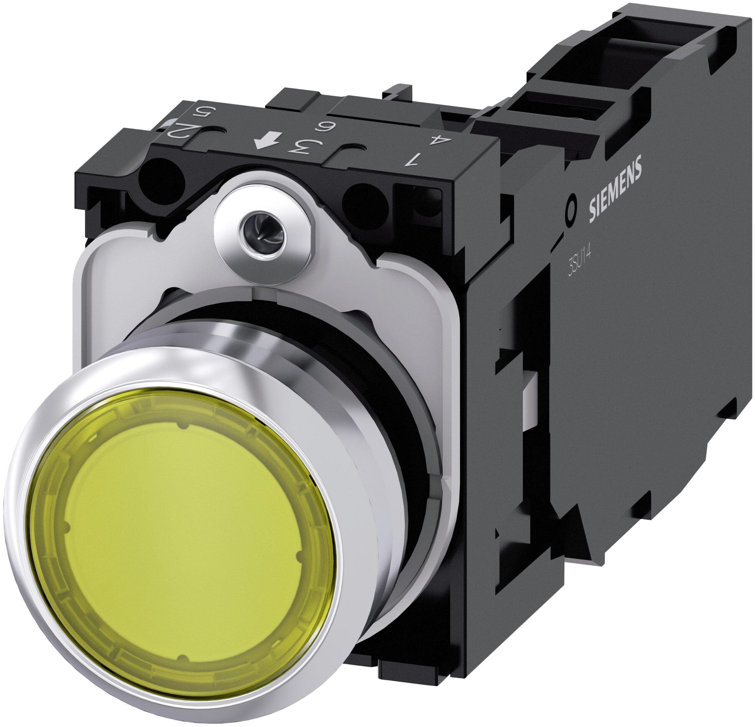Siemens SIRIUS ACT 3SU11 Series Illuminated Push Button Complete Unit, 22mm Cutout, SPST, IP66, IP67, IP69(IP69K) | 3SU1153-0AB30-1FA0