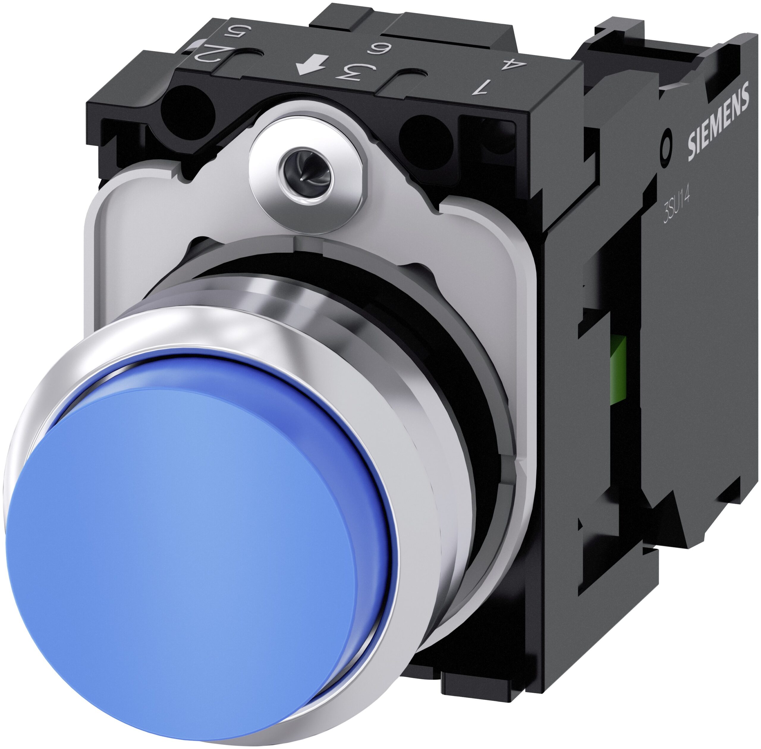 Siemens SIRIUS ACT 3SU11 Series Push Button Complete Unit, 22mm Cutout, SPST, IP66, IP67, IP69(IP69K) | 3SU1150-0BB50-1BA0