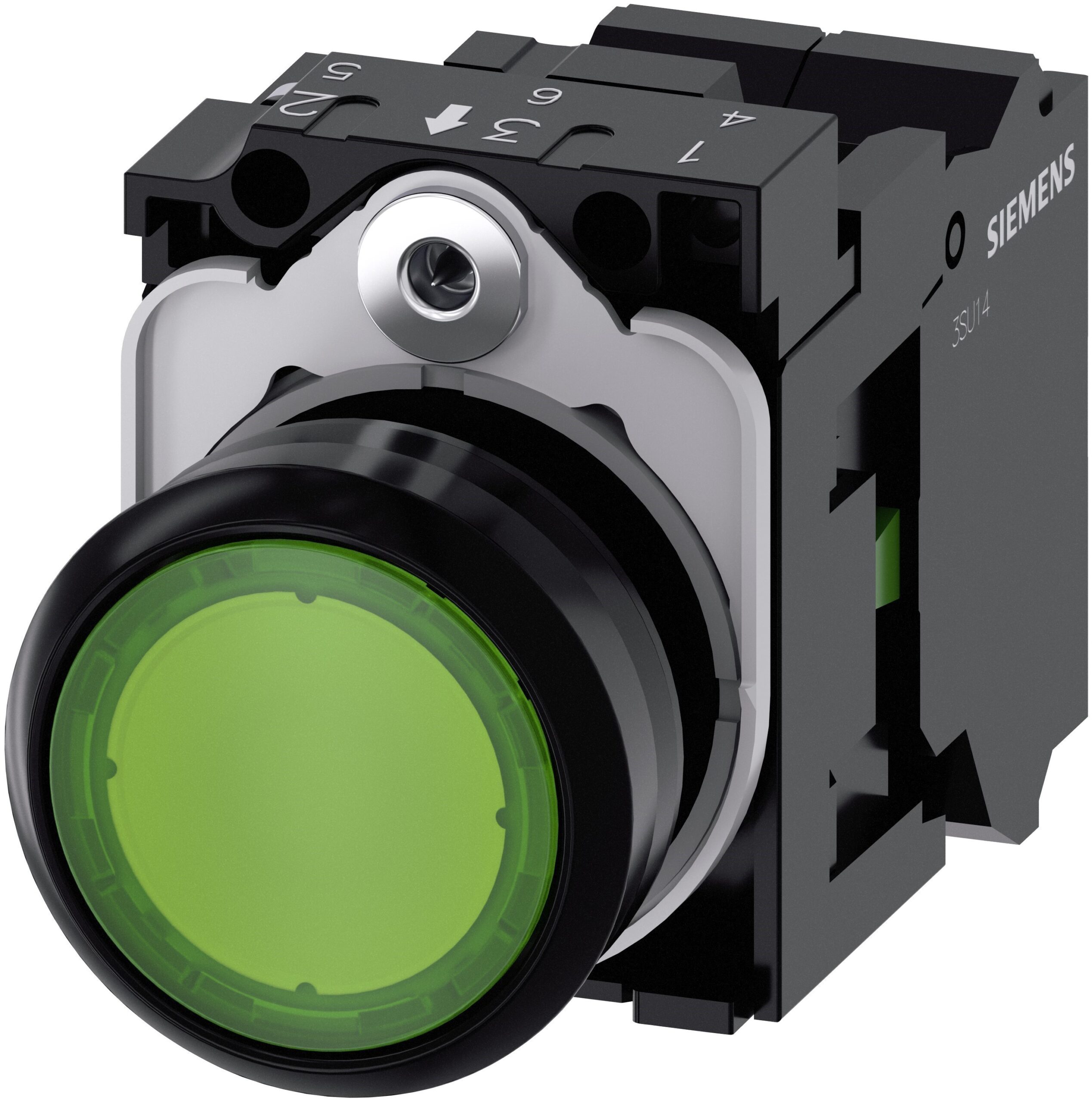 Siemens SIRIUS ACT 3SU11 Series Illuminated Push Button Complete Unit, 22mm Cutout, SPST, IP66, IP67, IP69(IP69K) | 3SU1102-0AB40-3BA0