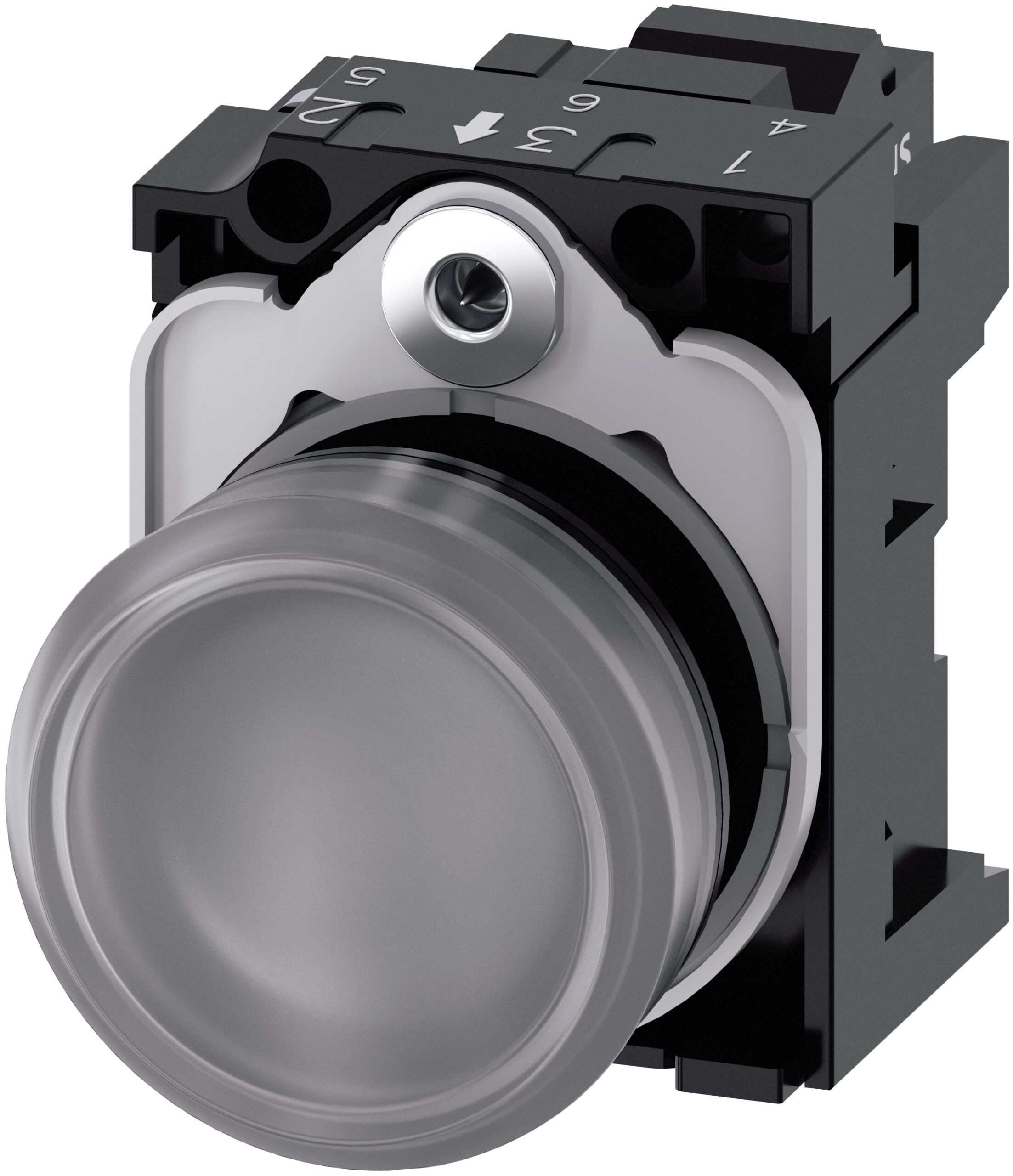 Siemens, SIRIUS ACT 3SU11, Panel Mount White LED Indicator, 22mm Cutout, Round, 110V ac | 3SU1103-6AA70-3AA0