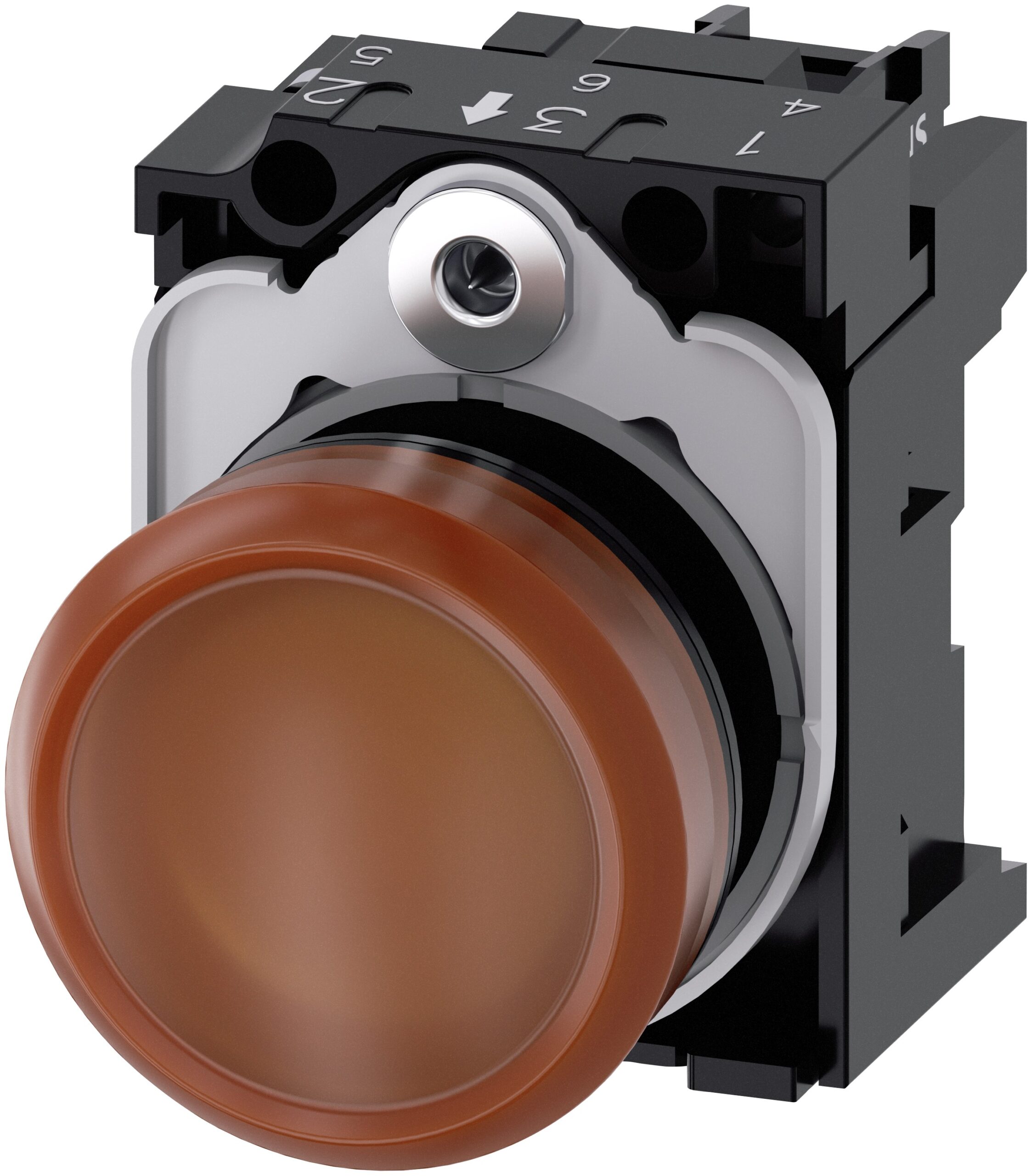 Siemens, SIRIUS ACT 3SU11, Panel Mount Orange LED Indicator, 22mm Cutout, Round, 110V ac | 3SU1103-6AA00-1AA0