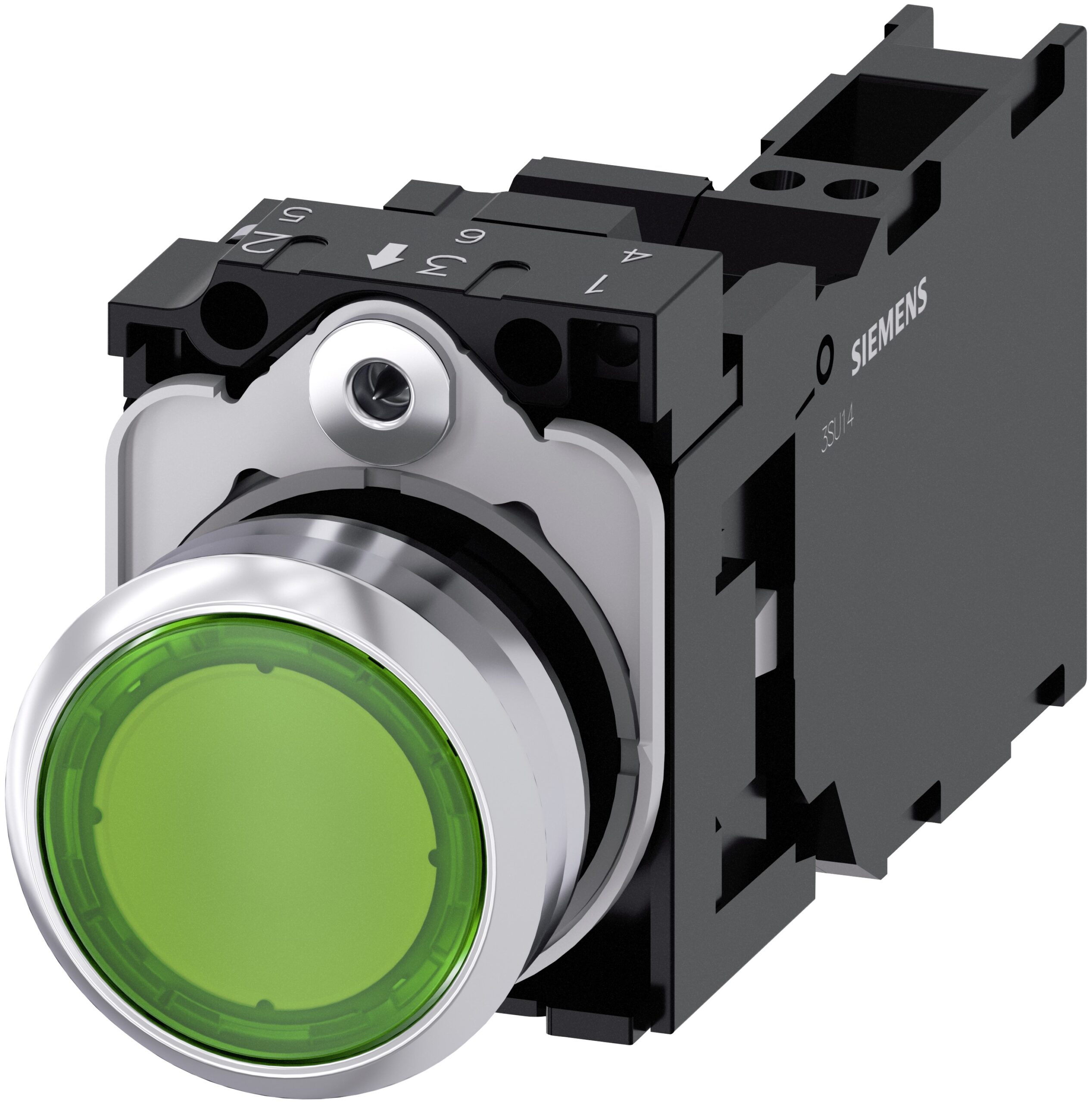 Siemens SIRIUS ACT 3SU11 Series Illuminated Push Button Complete Unit, 22mm Cutout, SPST, IP66, IP67, IP69(IP69K) | 3SU1152-0AB40-3FA0