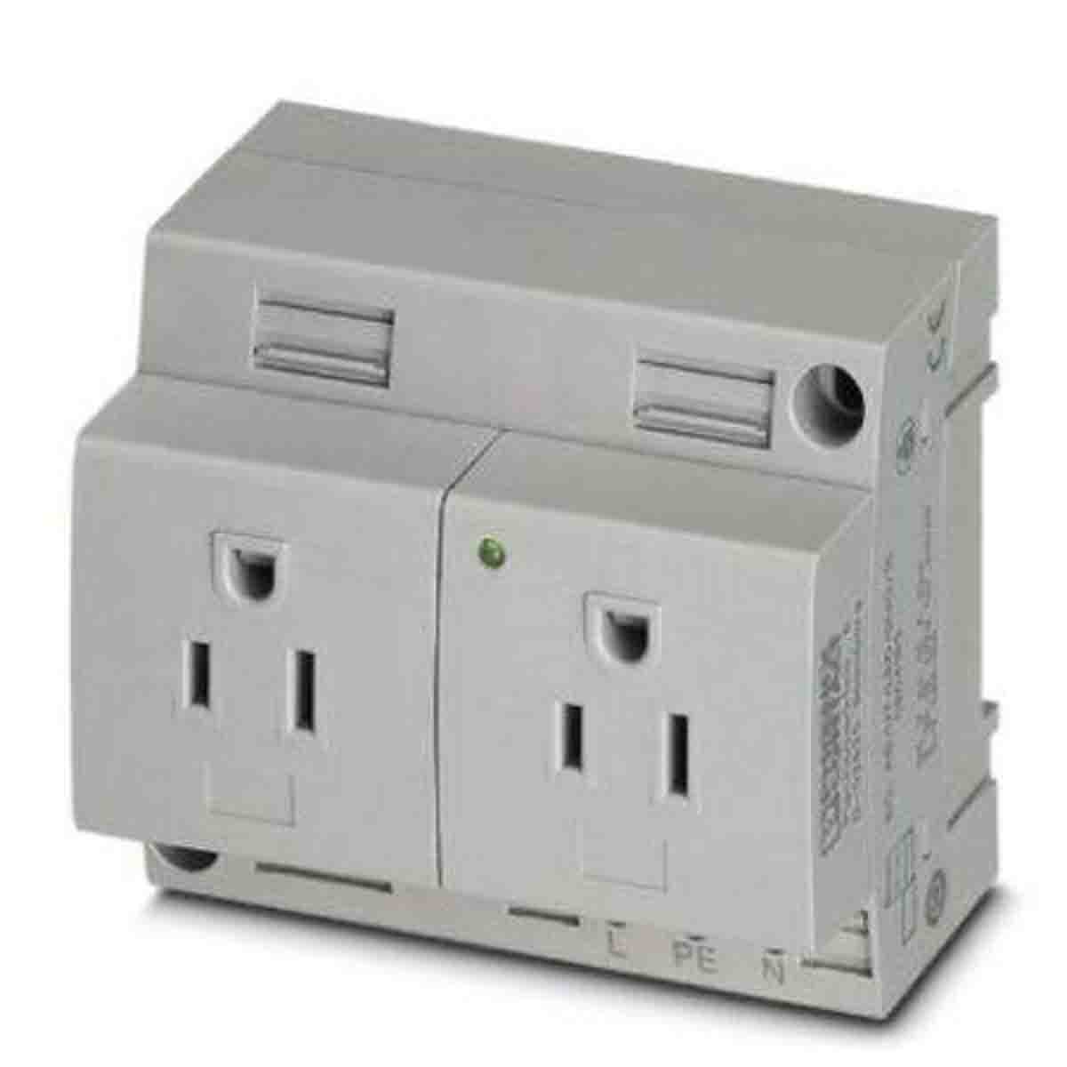 Phoenix Contact USA Mains Sockets, 15A, DIN Rail, 125 V | 0804163