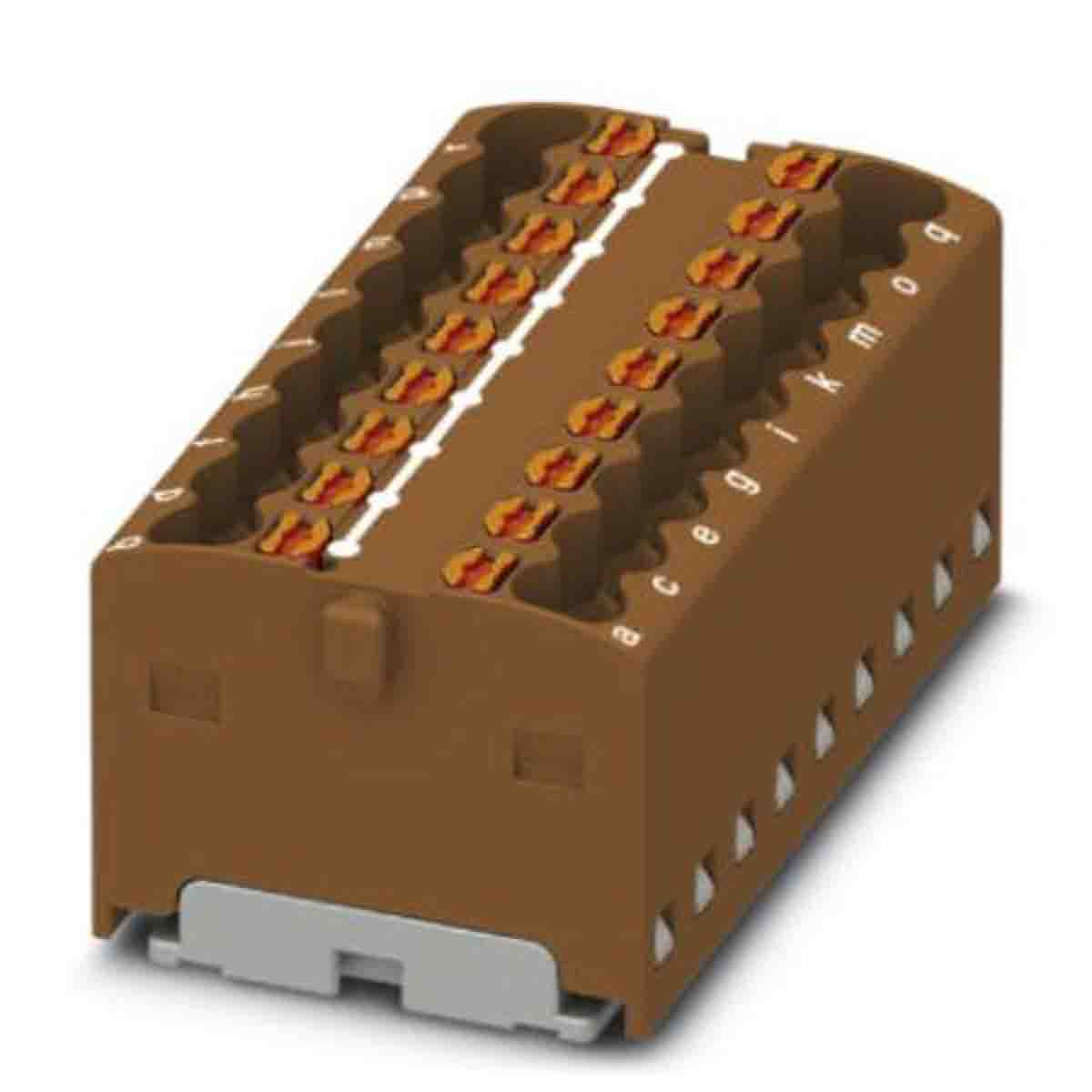 Phoenix Contact Distribution Block, 18 Way, 2.5mm², 17.5A, 450 V, Brown | 3002777