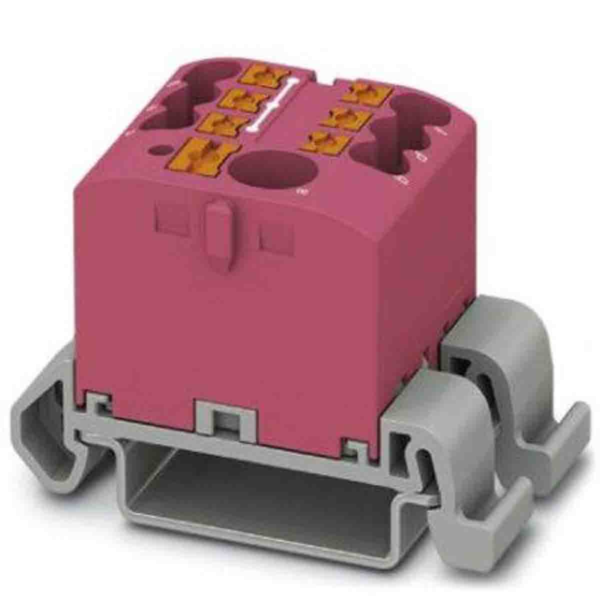 Phoenix Contact Distribution Block, 7 Way, 4mm², 24A, 690 V, Pink | 3273215