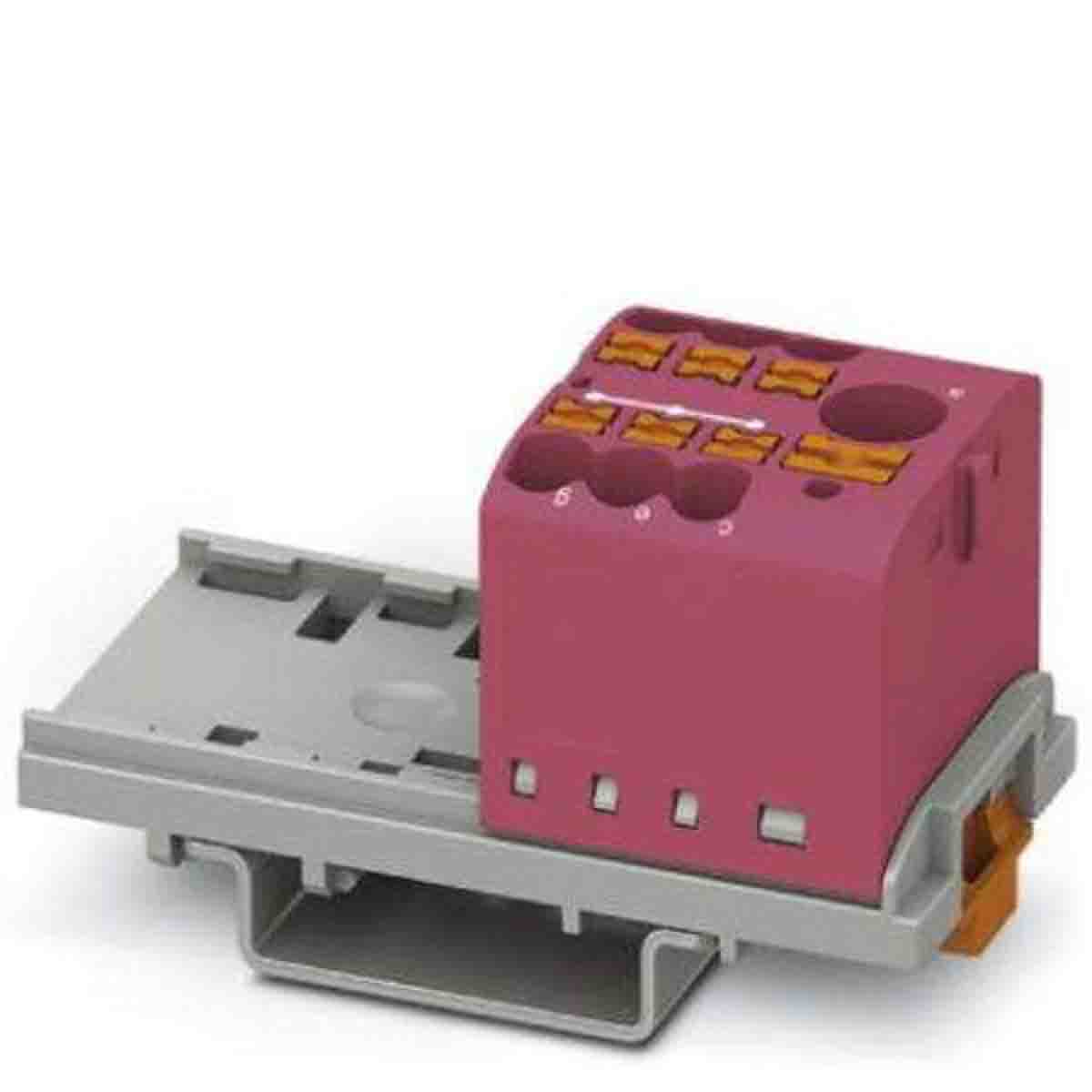 Phoenix Contact Distribution Block, 7 Way, 4mm², 24A, 690 V, Pink | 3273083