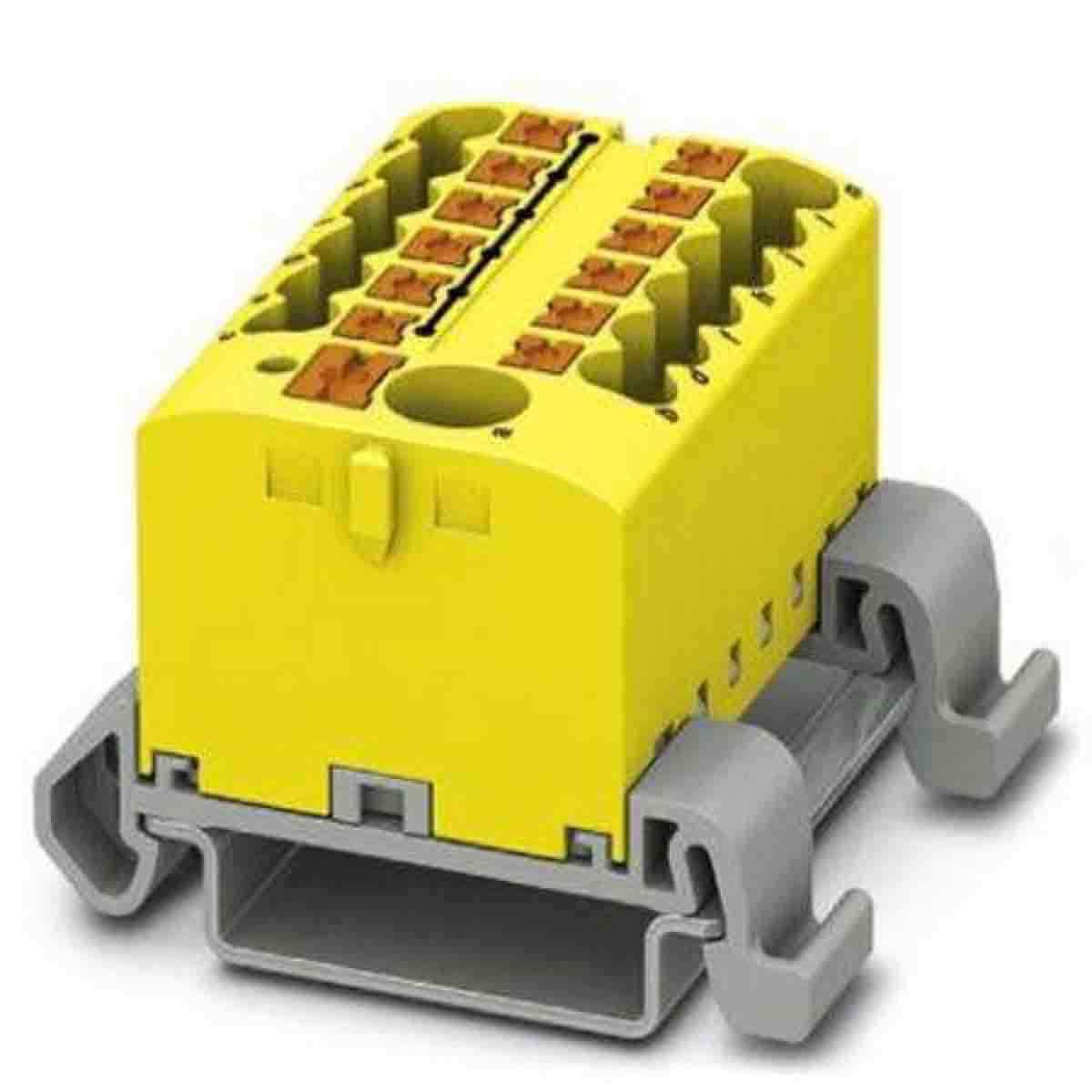 Phoenix Contact Distribution Block, 13 Way, 4mm², 24A, 690 V, Yellow | 3273226
