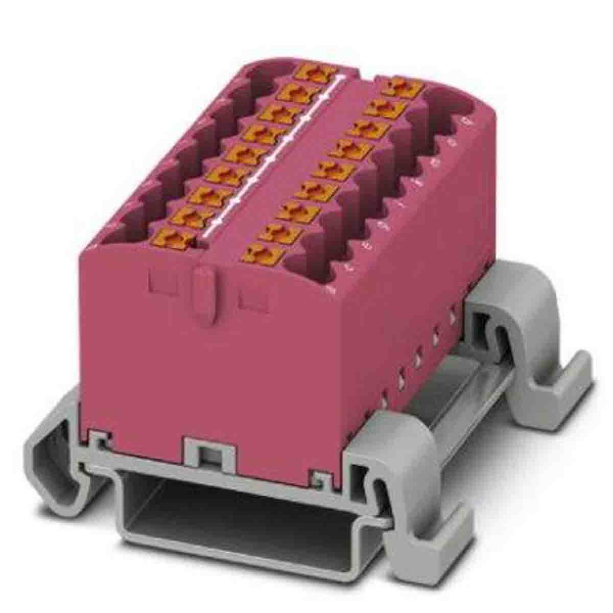 Phoenix Contact Distribution Block, 18 Way, 4mm², 24A, 690 V, Pink | 3273193