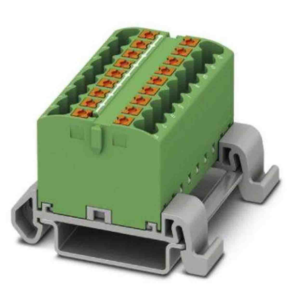 Phoenix Contact Distribution Block, 18 Way, 4mm², 24A, 690 V, Green | 3273184