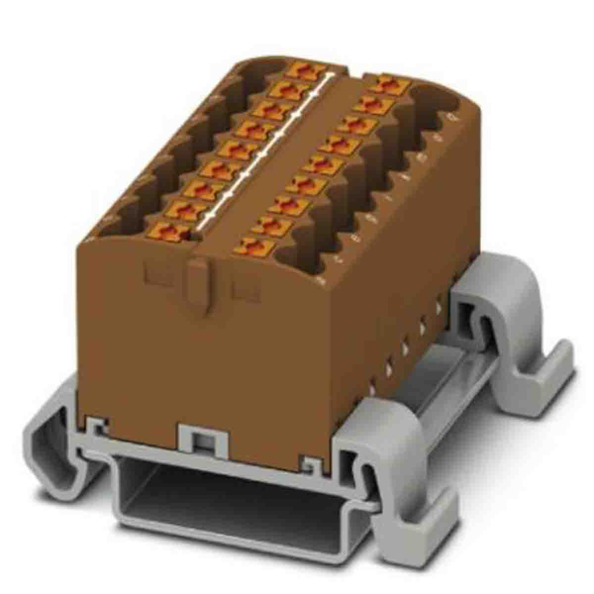 Phoenix Contact Distribution Block, 18 Way, 4mm², 24A, 690 V, Brown | 3273186