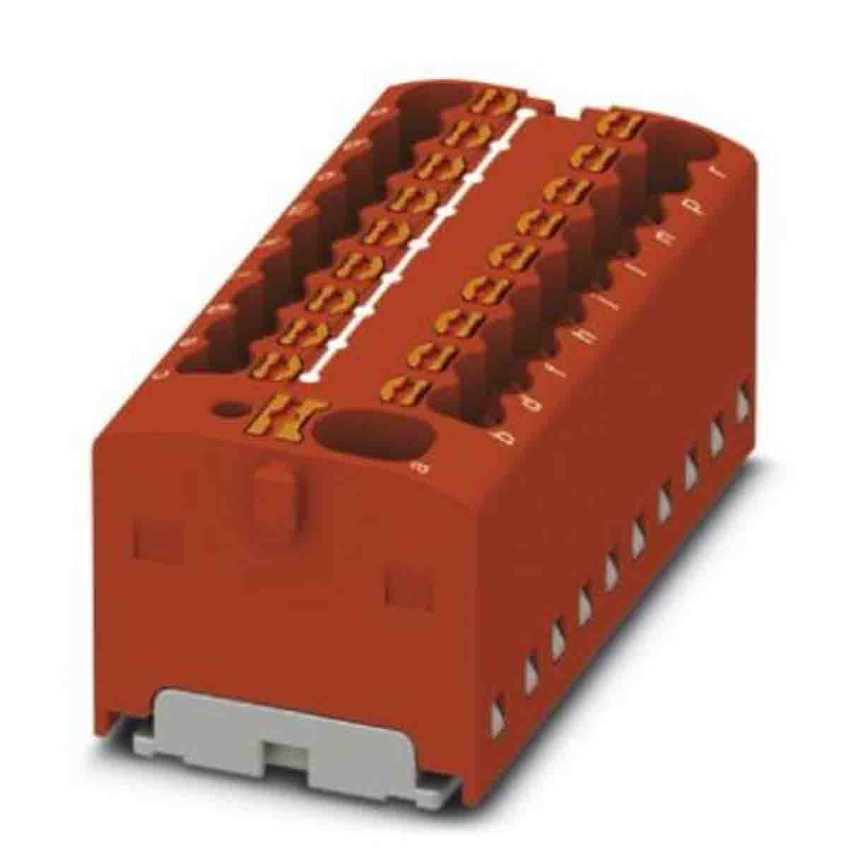 Phoenix Contact Distribution Block, 19 Way, 2.5mm², 17.5A, 450 V, Red | 1047432