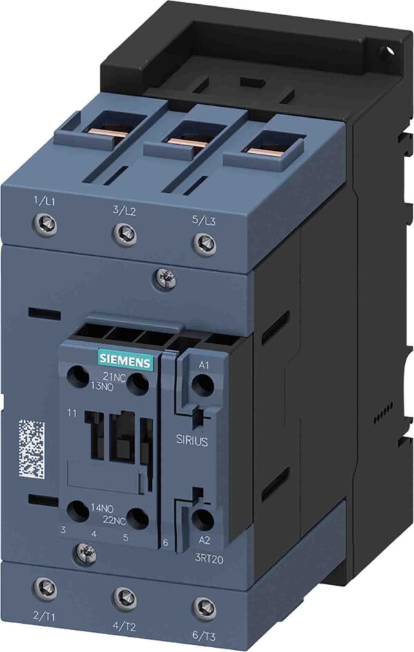 Siemens SIRIUS 3RT Size S3, 3RT2 Contactor, 20 → 33 V ac/dc Coil, 3-Pole, 115 A, 55 kW, 1NO + 1NC