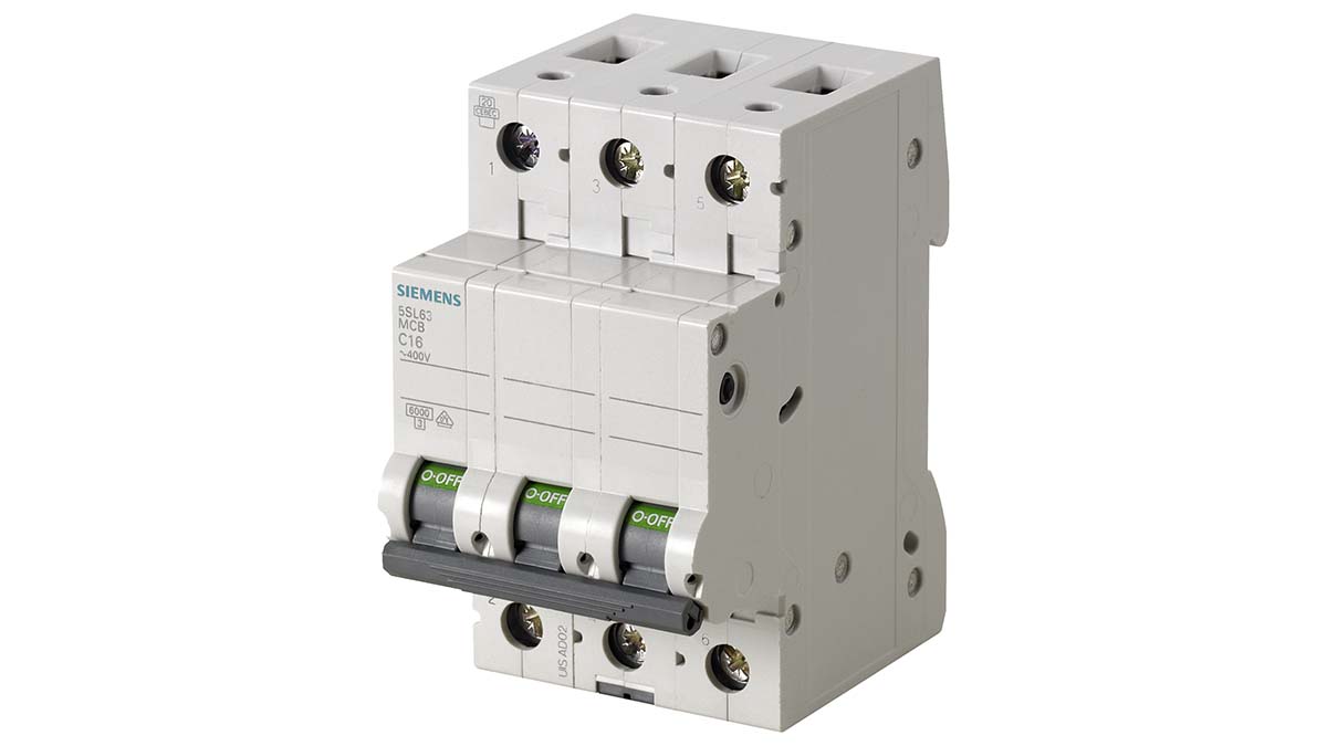 Siemens SENTRON 5SL6 MCB, 3P, 16A Curve B, 6 kA Breaking Capacity | 5SL6316-6