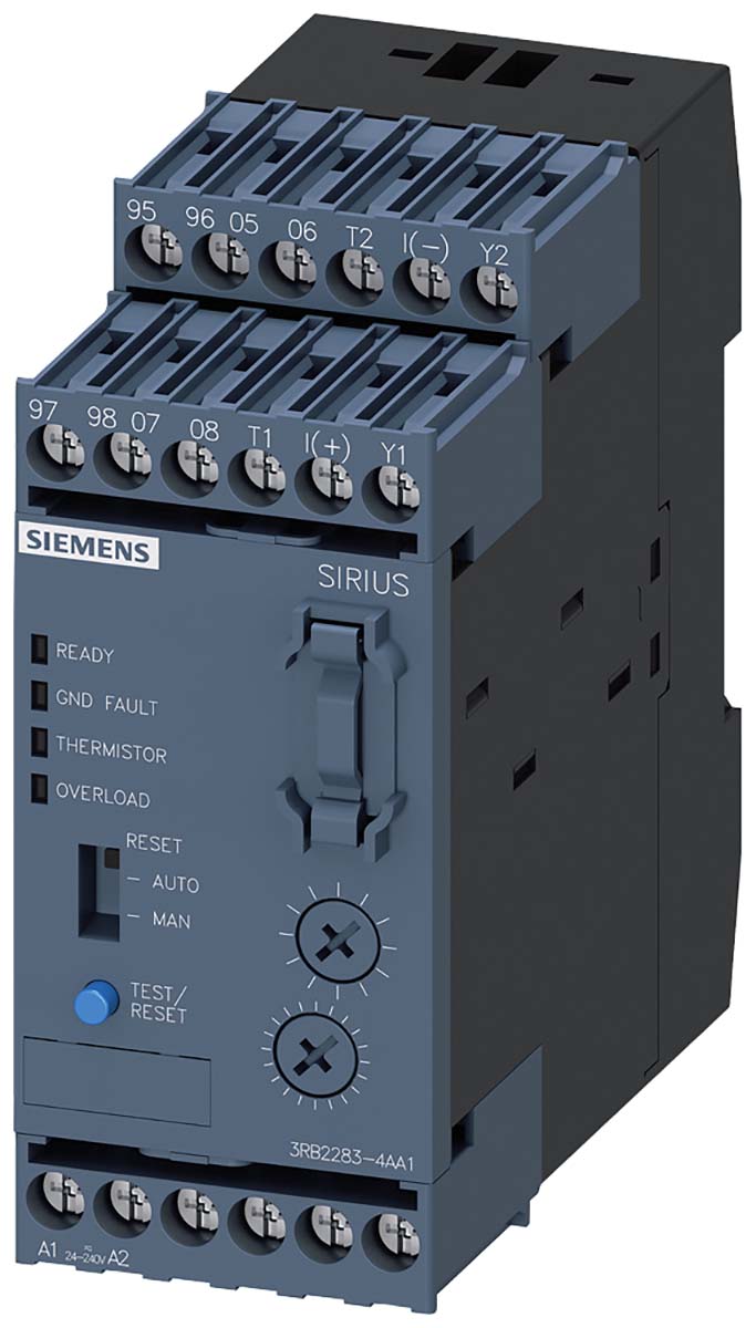 Siemens 3RB Overload Relay 2NO + 2NC, 0.3 → 630 A F.L.C, 6 A Contact Rating, 240 V, DP, SIRIUS | 3RB2283-4AA1