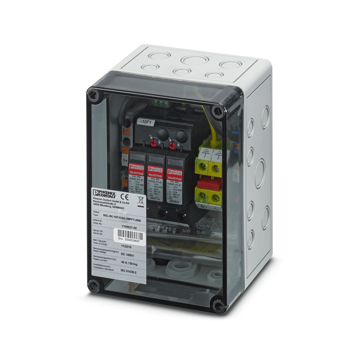 Phoenix Contact Polycarbonate Junction Box, IP65, 111 x 130 x 180mm | 1105827