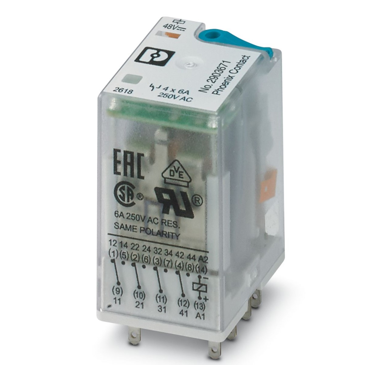 Phoenix Contact Plug In Power Relay, 48V dc Coil, 4PDT | 2903671