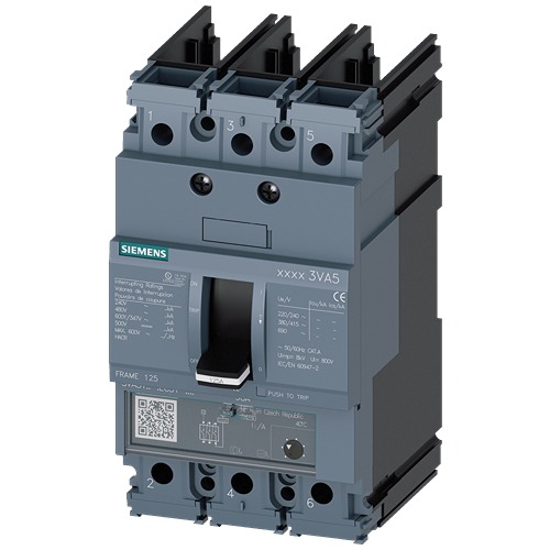 Siemens, SENTRON MCCB 3P 80A, Breaking Capacity 5 kA, Fixed Mount | 3VA5180-4EF31-0AA0