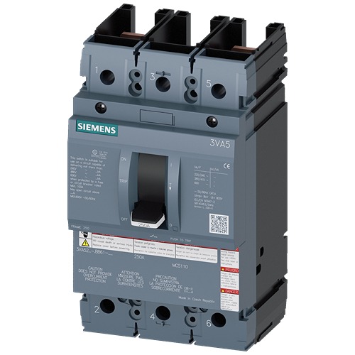Siemens, SENTRON MCCB 2P 100A, Breaking Capacity 100 kA, Fixed Mount | 3VA5210-1BB61-0AA0