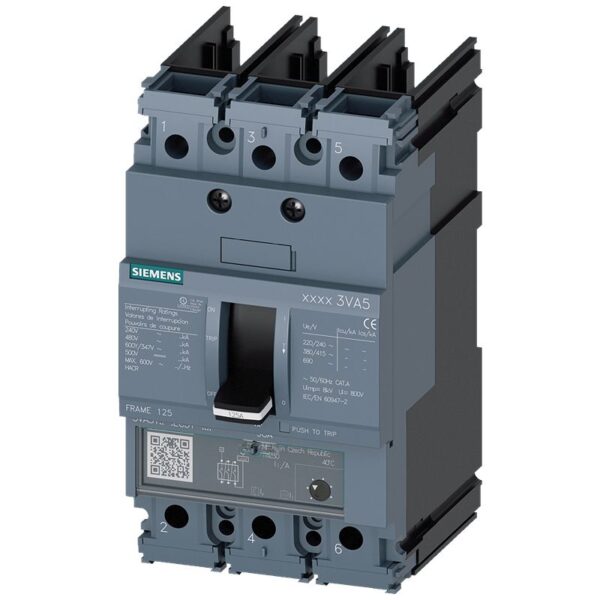 Siemens, SENTRON MCCB Molded Case Circuit Breaker 3P 40A, Breaking Capacity 5 kA, Cable Mount, Panel Mount