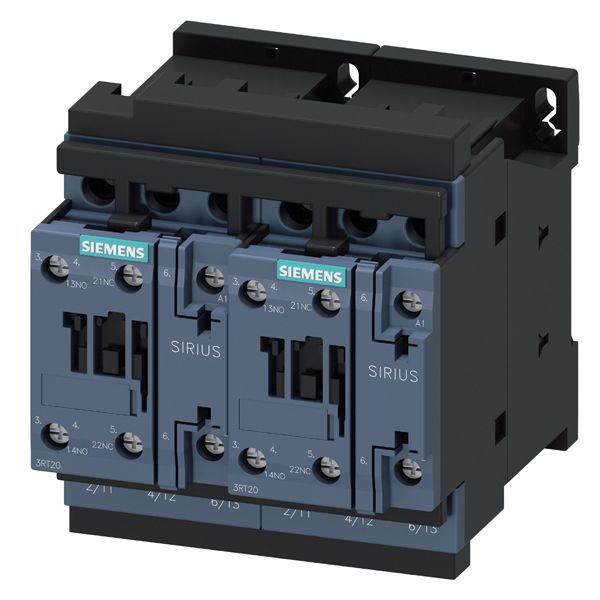 Siemens SIRIUS 3RA23 Contactor, 110 / 120 V Coil, 3-Pole, 9 A, 4 kW, 2 x 1 NO, 690 V | 3RA2324-8XB30-1AK6