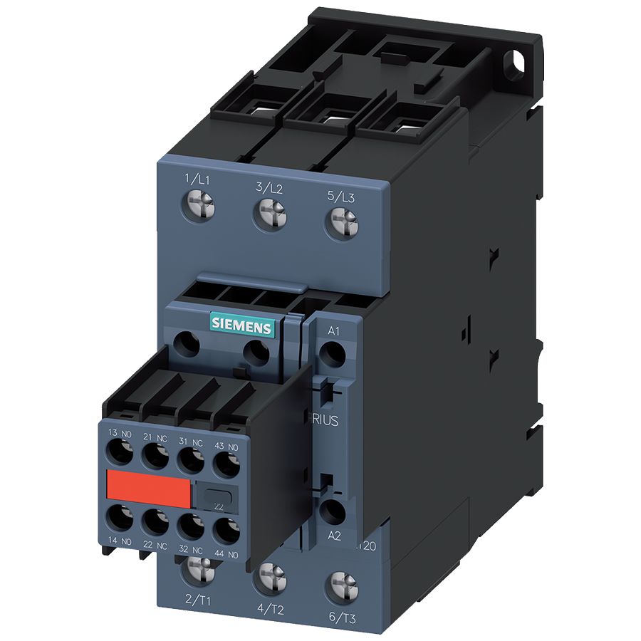 Siemens SIRIUS 3RT2 Contactor, 20 → 33 V Coil, 3-Pole, 80 A, 37 kW, 2 NO + 2 NC, 690 V | 3RT2038-1NB34-3MA0