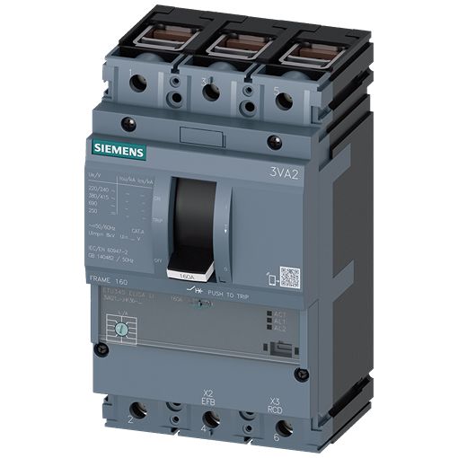 Siemens SENTRON Electronic Circuit Breaker 63A 3VA2, 3 channels | 3VA2163-8HK36-0AA0