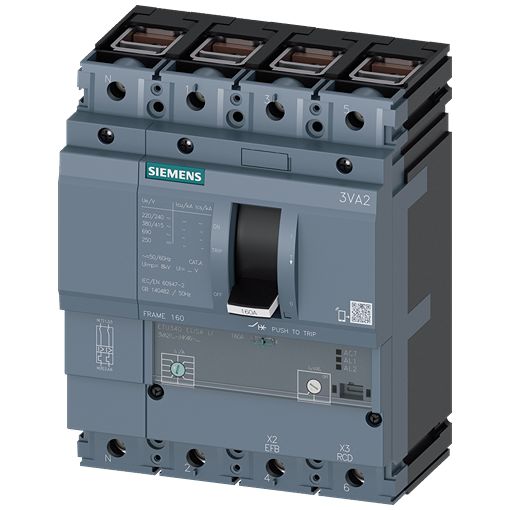 Siemens SENTRON Electronic Circuit Breaker 63A 3VA2, 4 channels Type N | 3VA2163-5HK46-0AA0