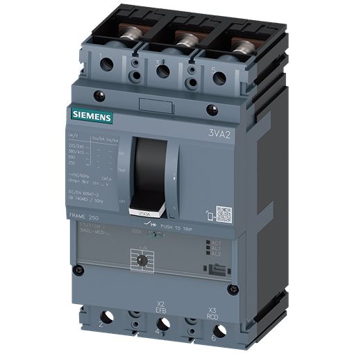 Siemens SENTRON Electronic Circuit Breaker 200A 3VA2, 3 channels Type N | 3VA2220-7MS32-0AA0