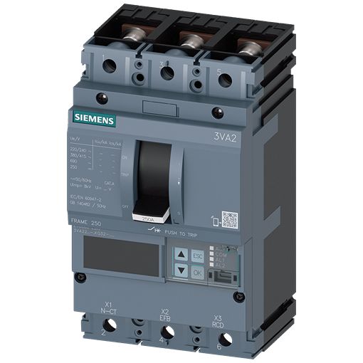 Siemens SENTRON Electronic Circuit Breaker 250A 3VA2, 3 channels | 3VA2225-6KQ32-0KA0