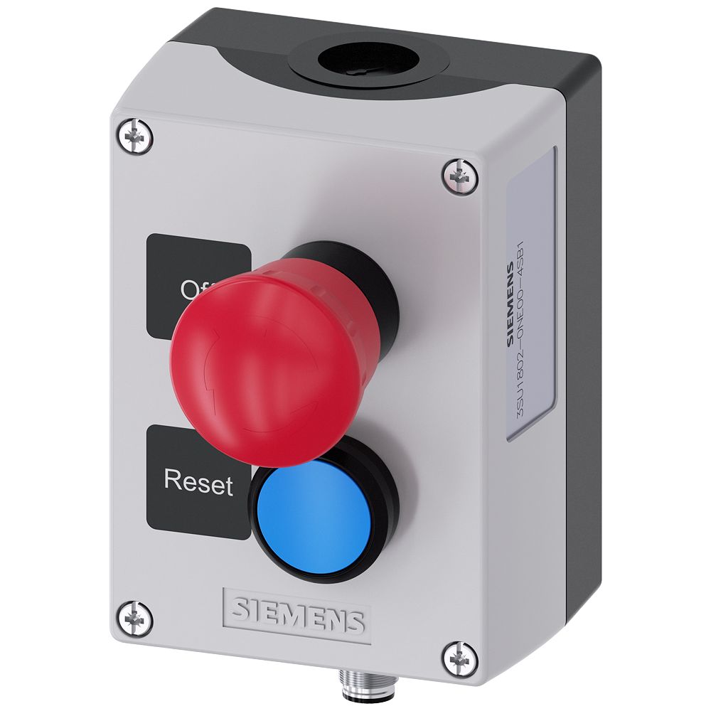 Siemens Black, Grey Plastic 3SU1 Control Station Enclosure - 2 Hole 22mm Diameter | 3SU1802-0NE00-4SB1