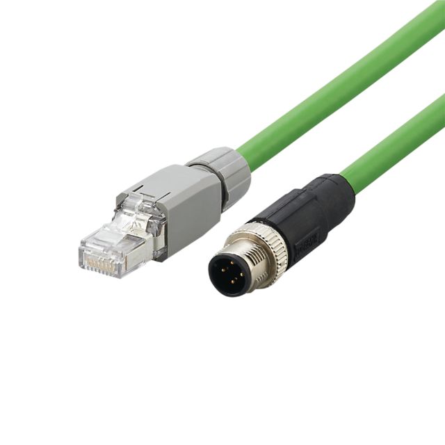 ifm electronicE124, 10m, Green M12 to Male RJ45 Male, Shielded, Terminated PVC Sheath | E12492