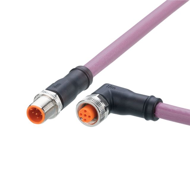 ifm electronic Straight Male 5 way M12 to Right Angle Female 5 way M12 Communication Cable, 1m | EVC950