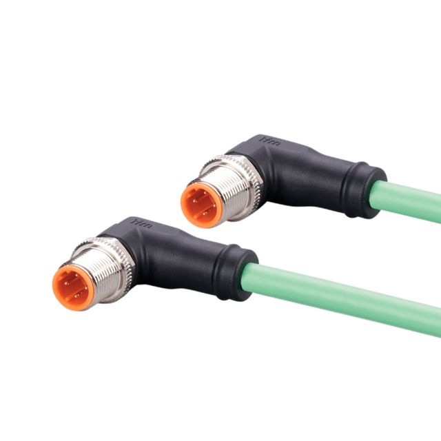 ifm electronic Right Angle Male 4 way M12 to Right Angle Female 4 way M12 Communication Cable, 10m | EVC922