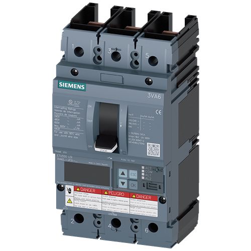 Siemens, Sentron MCCB Molded Case Circuit Breaker 3P 250A, Breaking Capacity 3 kA | 3VA6225-5JP31-2AA0
