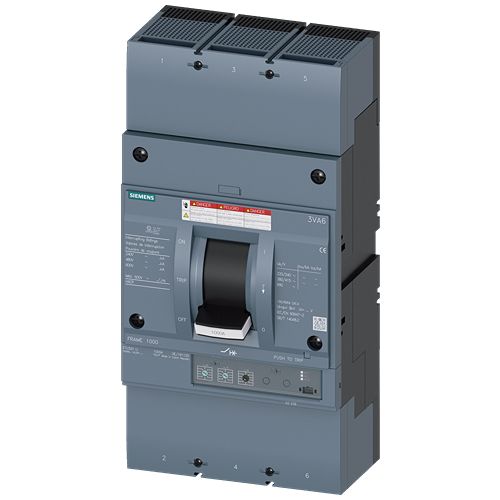 Siemens, Sentron MCCB Molded Case Circuit Breaker 3P 1kA, Breaking Capacity 35 kA, Cable Mount | 3VA6610-6HL36-0AA0