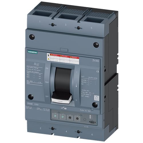 Siemens, Sentron MCCB Molded Case Circuit Breaker 3P 1kA, Breaking Capacity 35 kA | 3VA6610-6HM32-0AA0