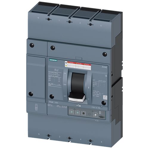 Siemens, Sentron MCCB Molded Case Circuit Breaker 4P 1kA, Breaking Capacity 35 kA, Cable Mount | 3VA6610-6HL46-0AA0