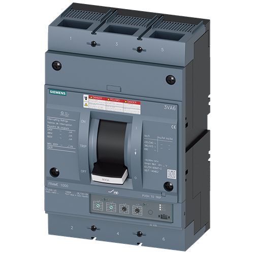 Siemens, SENTRON MCCB Molded Case Circuit Breaker 3P 600A, Breaking Capacity 65 kA, Fixed Mount | 3VA6560-6HM32-2AA0