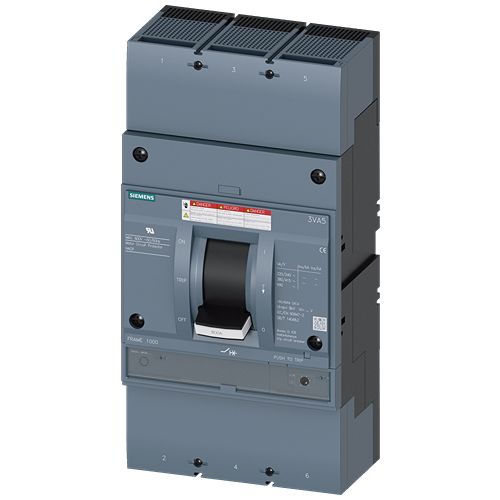 Siemens, SENTRON MCCB Molded Case Circuit Breaker 3P 800A, Breaking Capacity 35 kA, Fixed Mount | 3VA5580-1MH36-0AA0