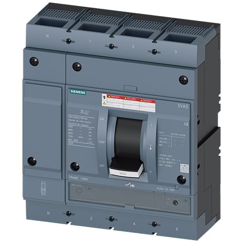 Siemens, SENTRON MCCB Molded Case Circuit Breaker 4P 700A, Breaking Capacity 100 kA, Fixed Mount | 3VA5570-7EC42-0AA0