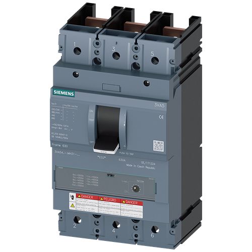 Siemens, SENTRON MCCB Molded Case Circuit Breaker 3P 500A, Breaking Capacity 10 kA, Fixed Mount | 3VA5450-1MU31-0AA0