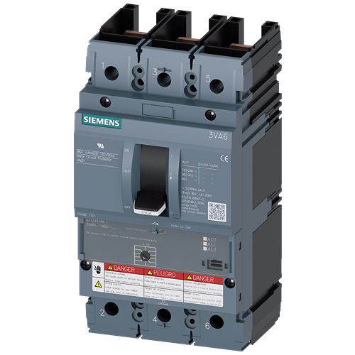 Siemens, SENTRON MCCB Molded Case Circuit Breaker 3P 30A, Breaking Capacity 2.5 kA, Fixed Mount | 3VA6130-1MS31-0AA0